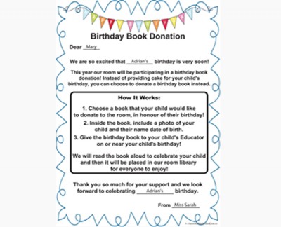 Birthday Book Donation