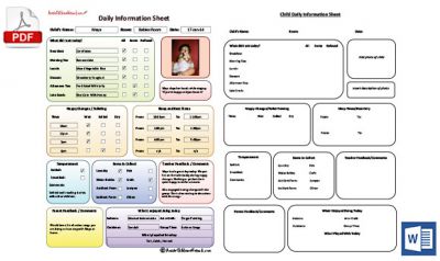 Child Daily Information Sheet MS Word Template