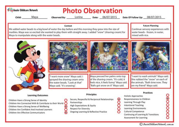 New Photo Observation Template - Aussie Childcare Network