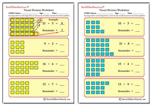 Visual Division Worksheets (With Remainders)