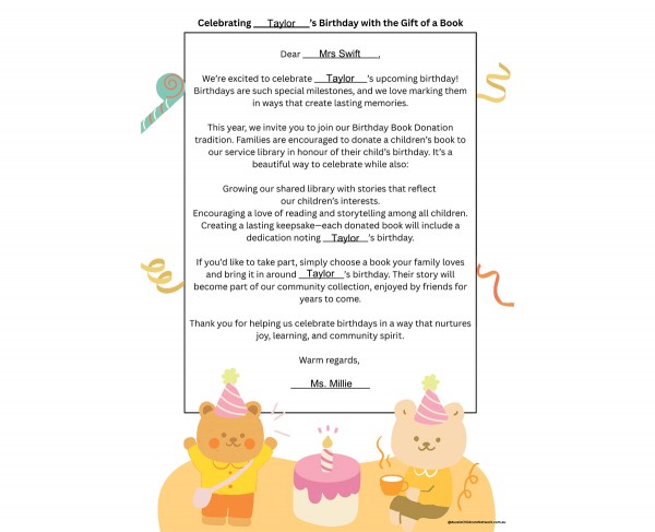 Gift A Book Birthday Donation