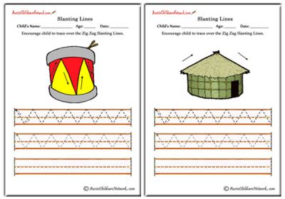 Slanting Lines Worksheets - Up and Down