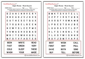 Second Grade Sight Word Search
