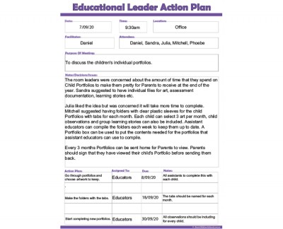 Educational Leader Action Plan
