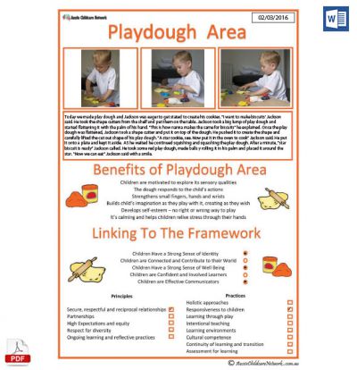 Playdough Play Interest Area Template