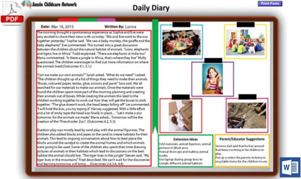 New Daily Diary Template Now Available Aussie Childcare