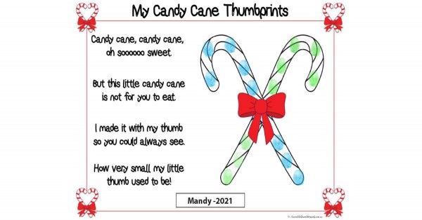 Candy Cane Thumbprints - Free Template Available To Download - Aussie ...