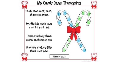 Candy Cane Thumbprints - Free Template Available To Download