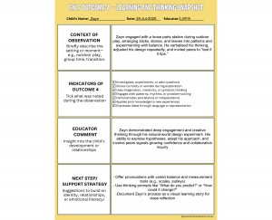 EYLF Outcome 4 Snapshot