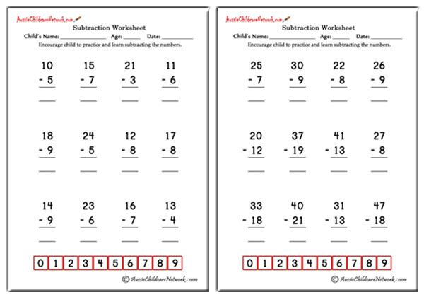 Double Digit Subtraction Worksheets (With Borrowing) - Aussie Childcare