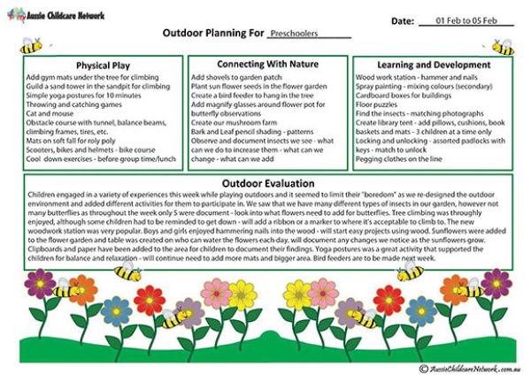 Outdoor Curriculum Planning template - Aussie Childcare Network