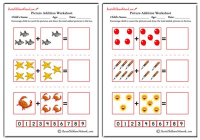 Picture Addition Worksheets - Aussie Childcare Network